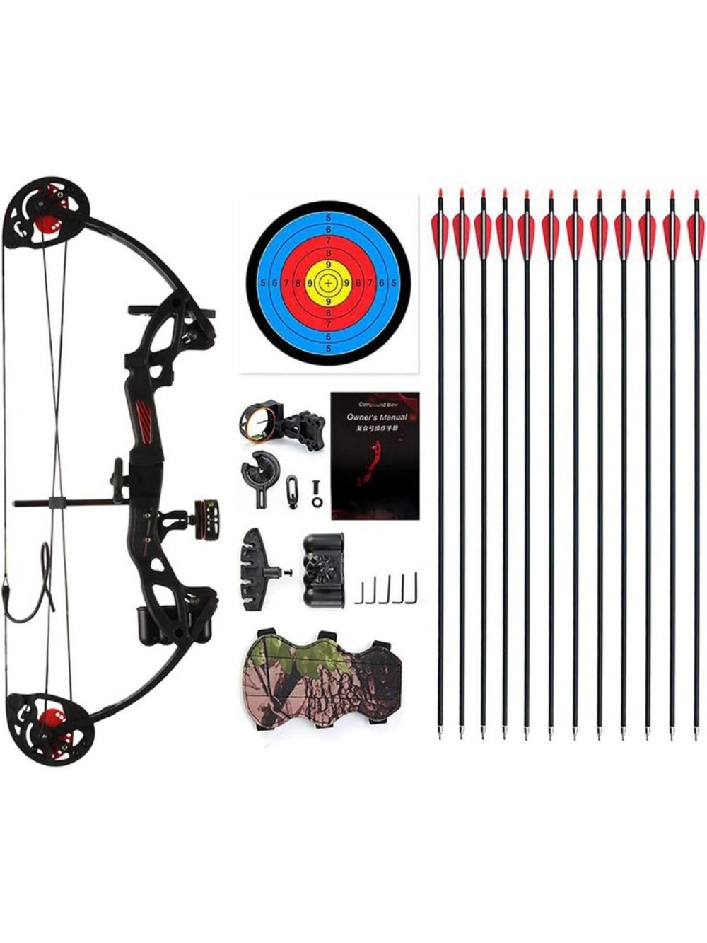 Youth Beginner Compound Bow - Right-Handed, 19"-28" Draw Length, 15-29 lbs, 260